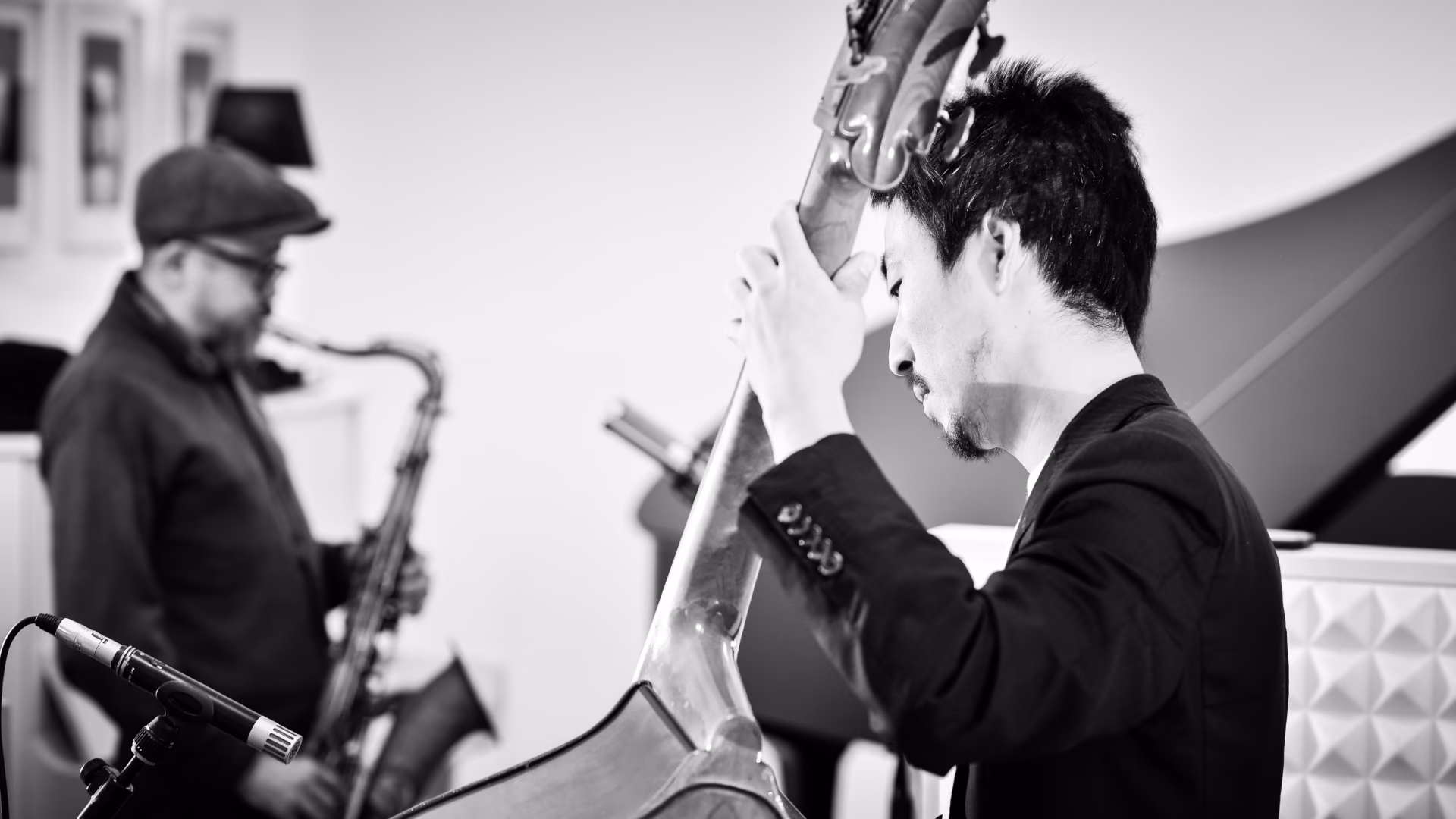 Han Soto and Daigo Nakai of the Han Soto Quartet performing in the studio