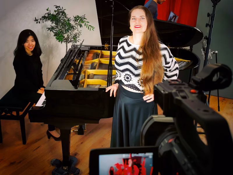 Soprano Vanessa Lanch during a vocal session